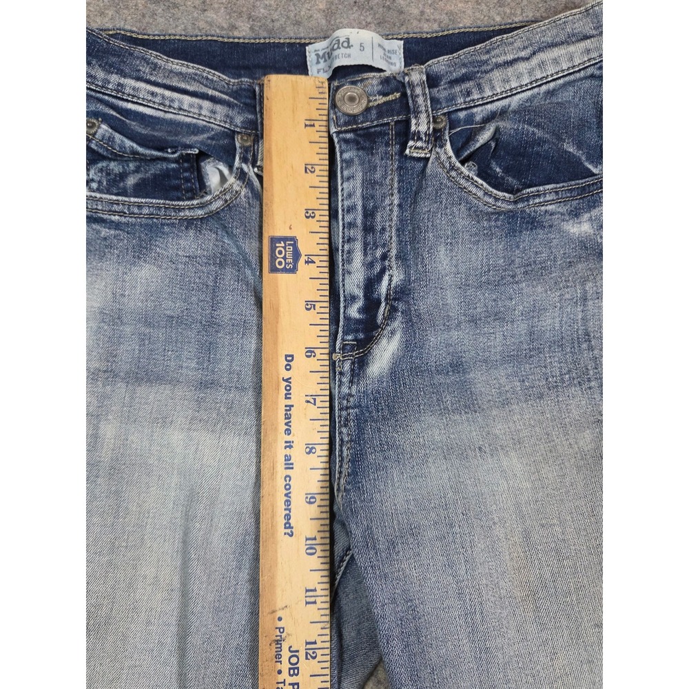Y2K Mudd FLX Stretch High Rise Jean Legging Light Wash Raw Hem Skinny Size 5 - Picture 8 of 13